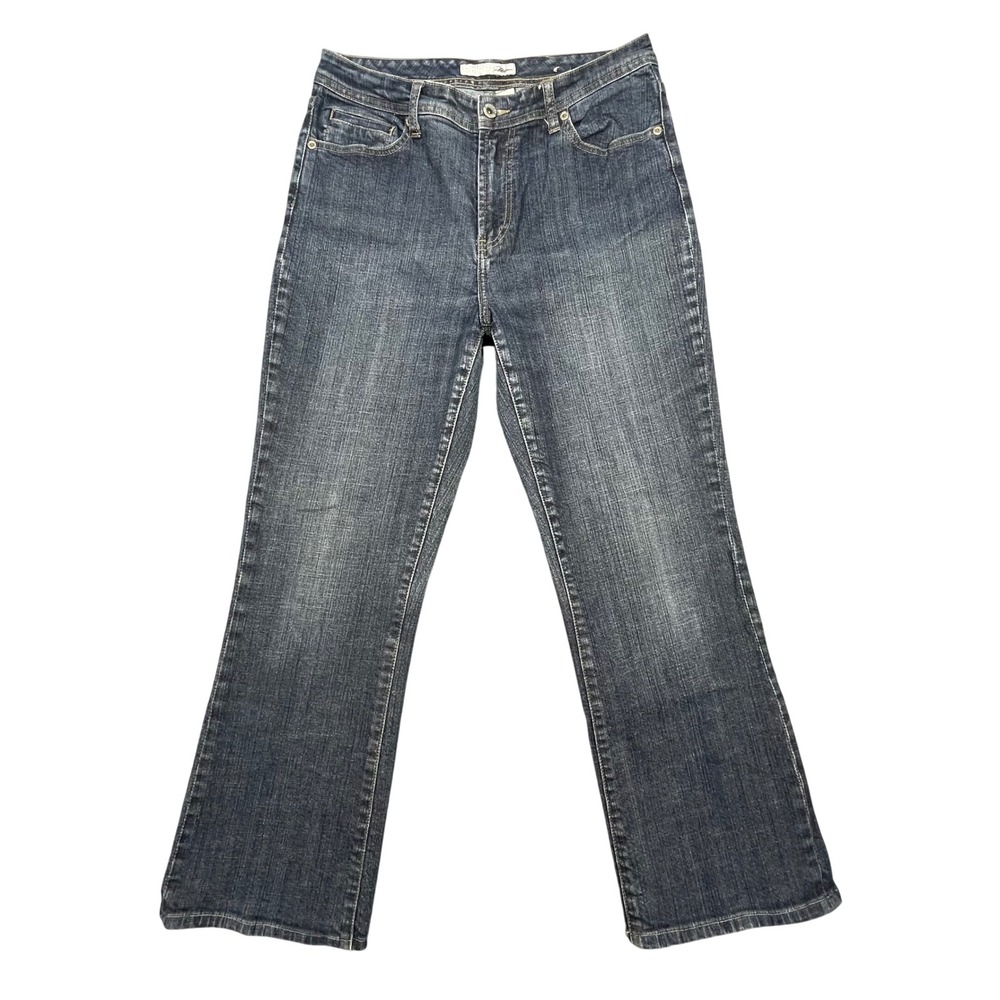 Chicos Dark Wash Platinum Flare Leg Jeans Women Size 1 Short